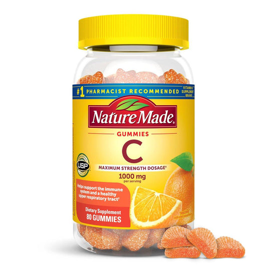 Nature Made Vitamin C 1000 mg pro Portion – Immununterstützung für Erwachsene, 80 Gummibärchen, 20-Tage-Vorrat