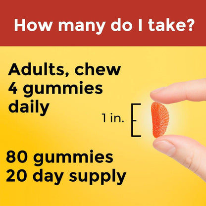 Nature Made Vitamin C 1000 mg pro Portion – Immununterstützung für Erwachsene, 80 Gummibärchen, 20-Tage-Vorrat