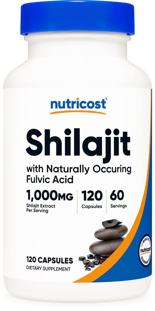 Nutricost Shilajit Kapseln (1.000 mg pro Portion) (120 Kapseln) – Shilajit-Extrakt mit natürlich vorkommender Fulvinsäure, 60 Portionen, glutenfrei, nicht gentechnisch verändert, vegan-freundliches Nahrungsergänzungsmittel