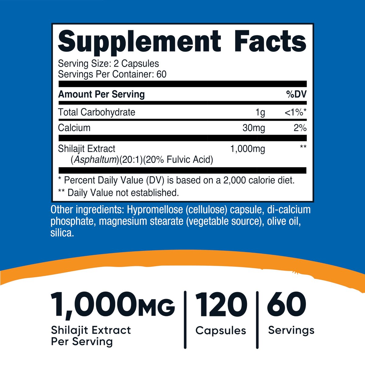 Nutricost Shilajit Kapseln (1.000 mg pro Portion) (120 Kapseln) – Shilajit-Extrakt mit natürlich vorkommender Fulvinsäure, 60 Portionen, glutenfrei, nicht gentechnisch verändert, vegan-freundliches Nahrungsergänzungsmittel