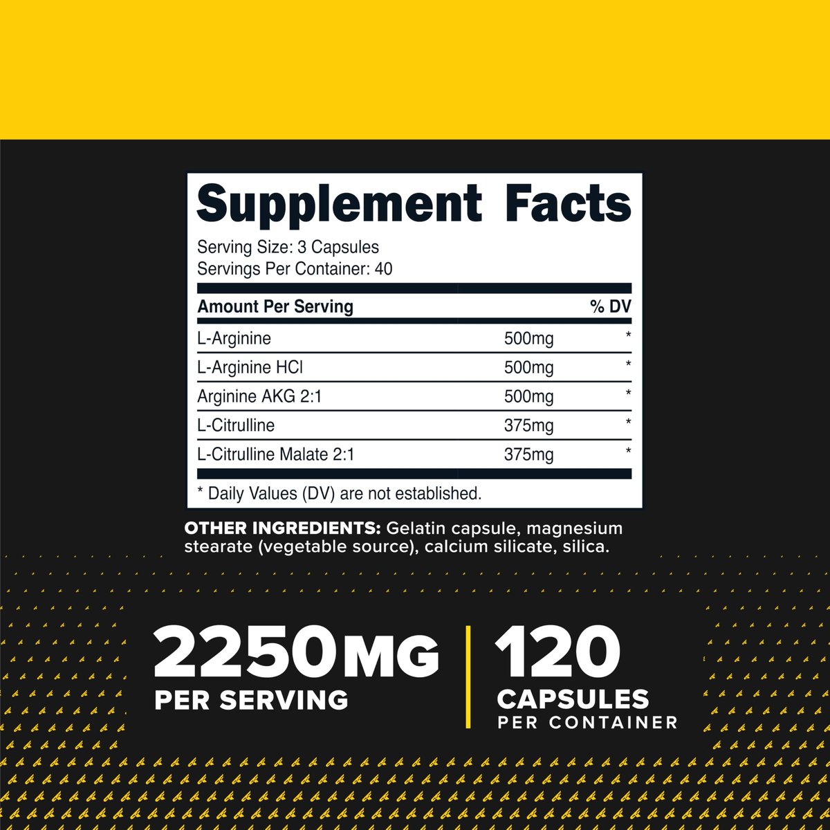 Primaforce Stickstoffmonoxid-Booster (2.250 mg, 120 Kapseln) - 40 Portionen für Pre-Workout und Post-Workout