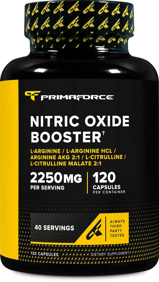 Primaforce Stickstoffmonoxid-Booster (2.250 mg, 120 Kapseln) - 40 Portionen für Pre-Workout und Post-Workout