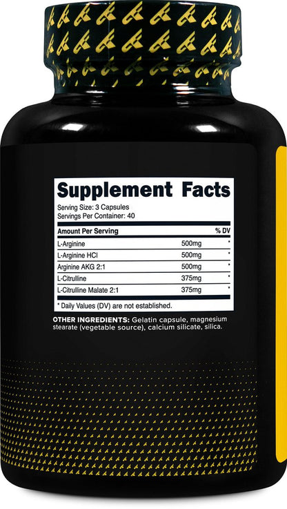 Primaforce Stickstoffmonoxid-Booster (2.250 mg, 120 Kapseln) - 40 Portionen für Pre-Workout und Post-Workout