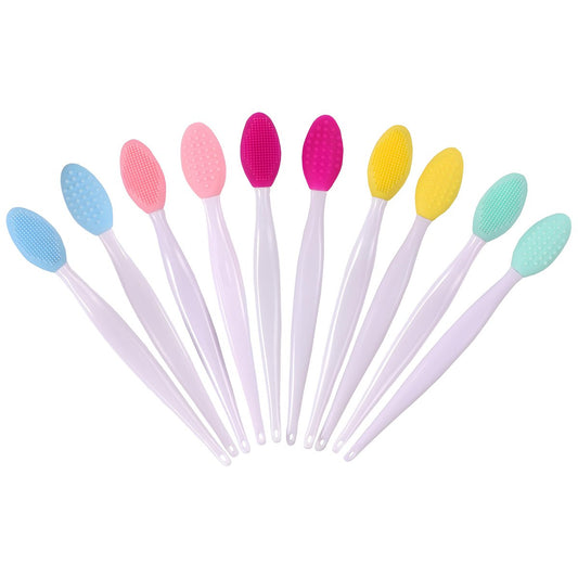 10er-Pack Silikon-Lippenpeeling-Bürsten, Doppelseitig, Lippenpeeling, Nasenreinigung, Mitesser-Entfernung, Gesichtsreinigungsbürste