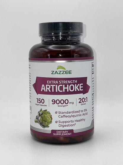 Zazzee Artischocke 20:1 Extrakt mit 5% Kaffeesäure, 150 vegane Kapseln, 5-Monatsvorrat, Cynara Scolymus, Verdauungs- und Leber-Detox-Unterstützung, Nahrungsergänzungsmittel, Non-GMO, Hergestellt in den USA