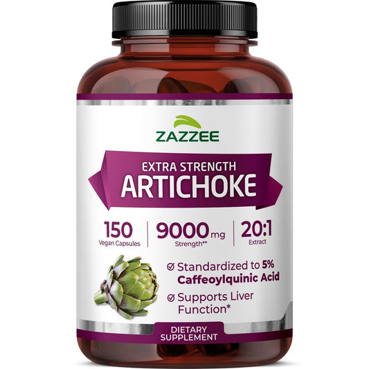 Zazzee Artischocke 20:1 Extrakt mit 5% Kaffeesäure, 150 vegane Kapseln, 5-Monatsvorrat, Cynara Scolymus, Verdauungs- und Leber-Detox-Unterstützung, Nahrungsergänzungsmittel, Non-GMO, Hergestellt in den USA