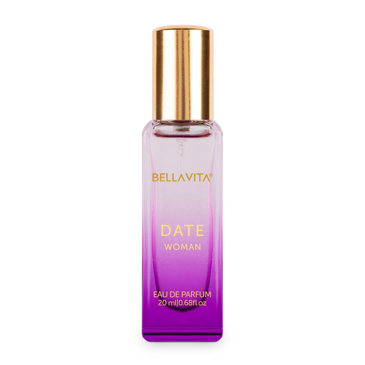BellaVita Luxury DATE Eau de Parfum Travel Size 20 ml – Langanhaltendes Mini-Parfüm für Frauen mit Noten von roten Früchten, rosa Pfeffer & Jasmin – Taschenparfüm, tierversuchsfrei