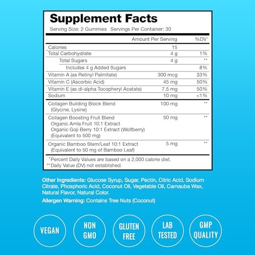 NutraChamps Collagen Boosting Gummies – Vegane Kollagen-Booster Gummibärchen für Frauen und Männer, 60 Pfirsich-Vitamin-Gummis