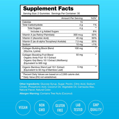 NutraChamps Collagen Boosting Gummies – Vegane Kollagen-Booster Gummibärchen für Frauen und Männer, 60 Pfirsich-Vitamin-Gummis