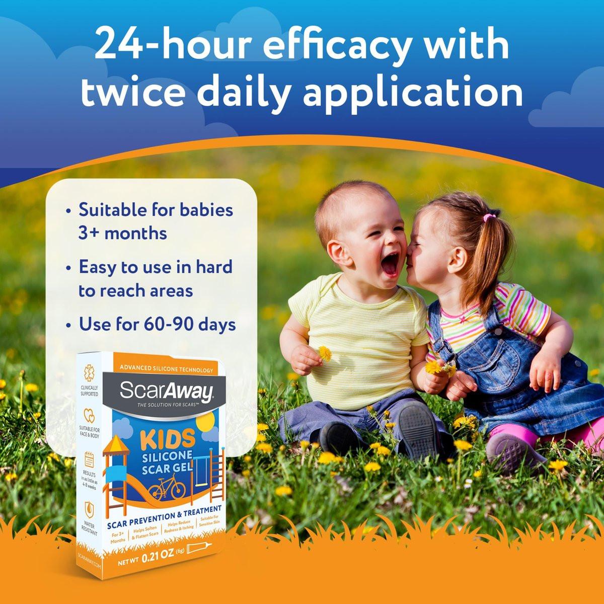 ScarAway Kids Silikon-Narbengel, 100% medizinische Qualität, hilft bei der Verbesserung von Größe, Farbe und Textur hypertropher und Keloide Narben im Gesicht und am Körper durch Verletzungen, Verbrennungen und Operationen, wasserbeständig, klar, 6 g