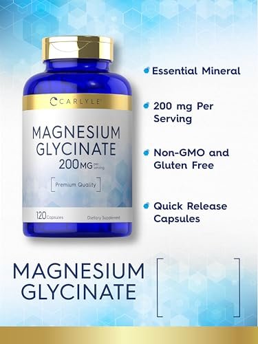 Carlyle Magnesium Glycinat 200 mg | 120 Kapseln | Nicht-GVO & Glutenfrei | Magnesiumpräparat