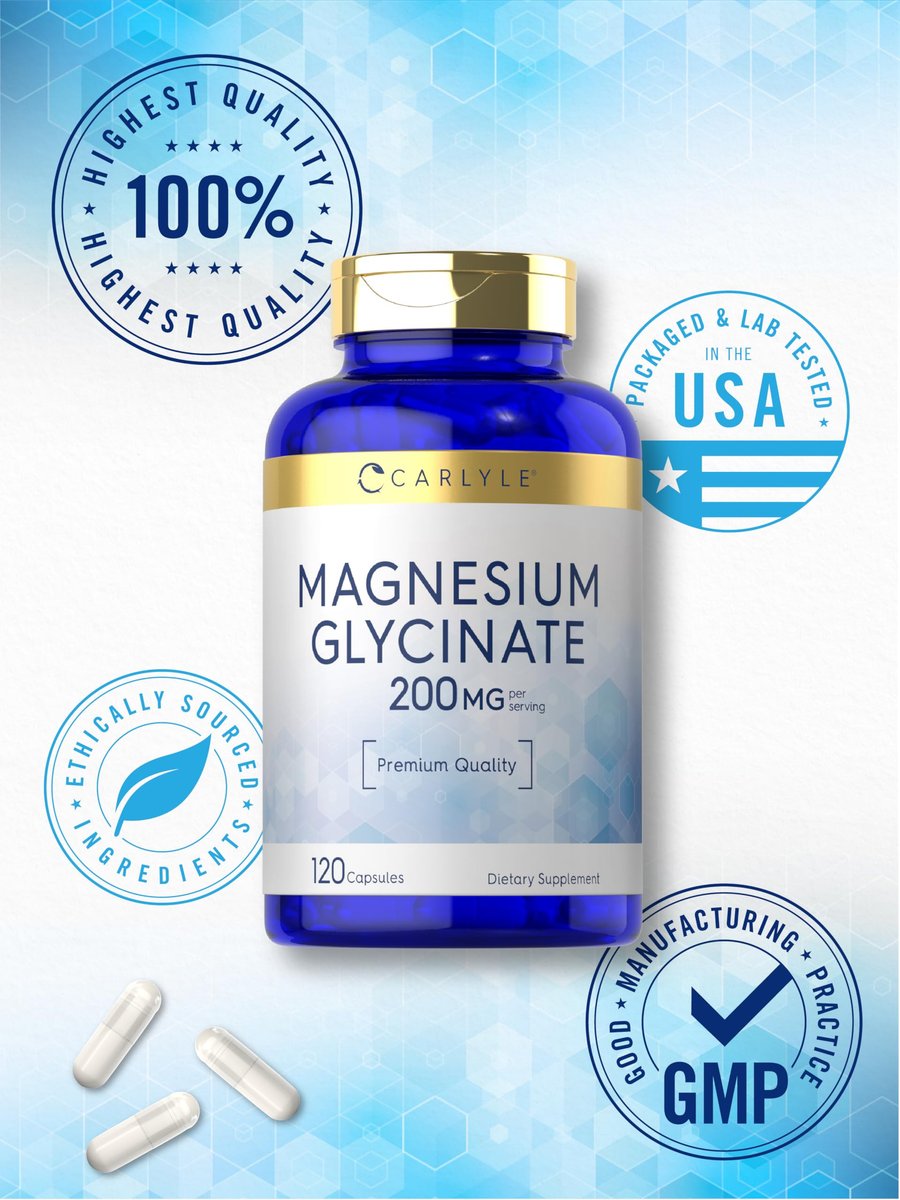 Carlyle Magnesium Glycinat 200 mg | 120 Kapseln | Nicht-GVO & Glutenfrei | Magnesiumpräparat