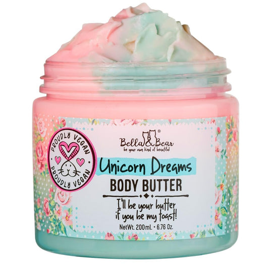 Bella & Bear Unicorn Dreams Whipped Body Butter – Hydratisierende & feuchtigkeitsspendende Körpercreme – Vegan, tierversuchsfrei – Mango, Ananas & Vanille