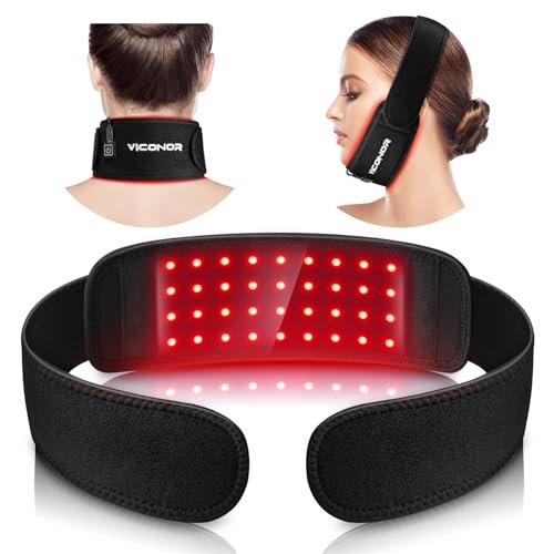 Rotlicht-Therapie-Gürtel für den Hals – Nahinfrarot-Lichttherapie-Gürtel, tragbarer Infrarot-Nackenwickel mit Timer, zur Kinnstraffung und Schmerzlinderung, für Nacken, Hände, Handgelenke, Beine, Geschenk für Frauen und Männer