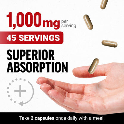 Force Factor Black Maca Wurzel Ergänzung für Männer, 1000 mg Maca Negra Extrakt für Energie, hormonelles Gleichgewicht & Vitalität, verbesserte Absorption mit BioPerine, 90 Kapseln