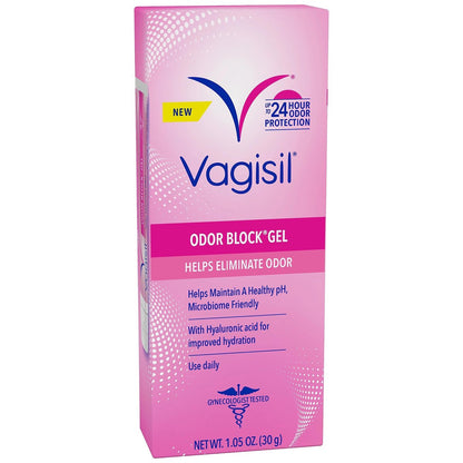Vagisil Odor Block Gel mit Hyaluronsäure für die Vaginalgesundheit, gynäkologisch getestet, hypoallergen, 29,8 g (1 Stück)