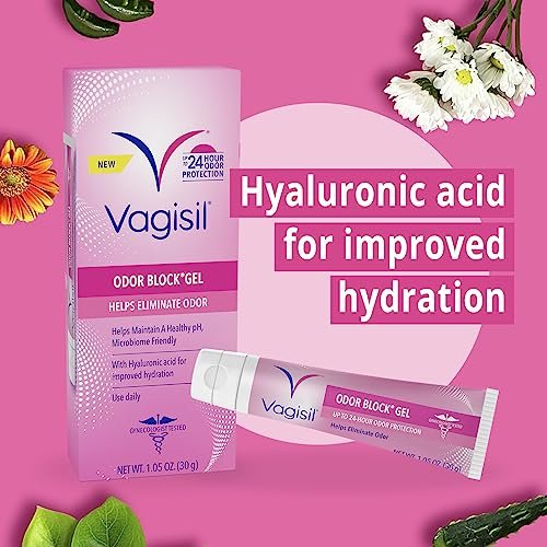 Vagisil Odor Block Gel mit Hyaluronsäure für die Vaginalgesundheit, gynäkologisch getestet, hypoallergen, 29,8 g (1 Stück)