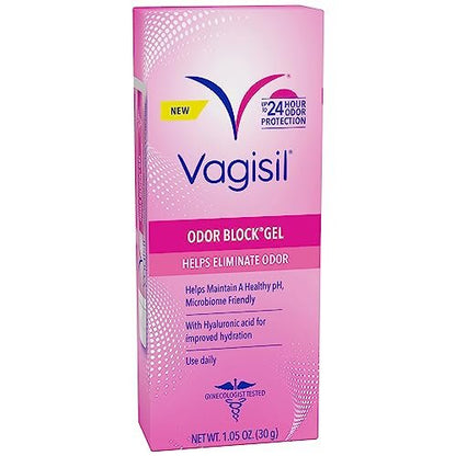 Vagisil Odor Block Gel mit Hyaluronsäure für die Vaginalgesundheit, gynäkologisch getestet, hypoallergen, 29,8 g (1 Stück)