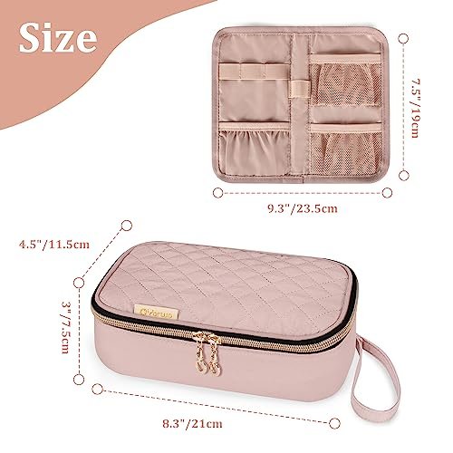 YARWO Diabetiker-Reiseetui für Blutzuckermessgerät, Teststreifen, Insulinspritzen, Aufbewahrungstasche für Diabeteszubehör mit 2 abnehmbaren und 1 zusammenklappbaren Taschen, Staubrosa (nur Tasche)