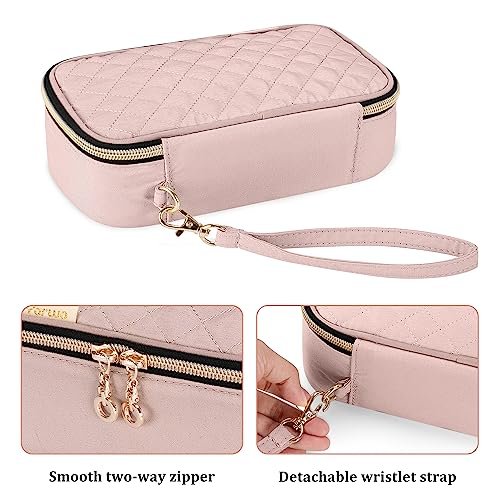 YARWO Diabetiker-Reiseetui für Blutzuckermessgerät, Teststreifen, Insulinspritzen, Aufbewahrungstasche für Diabeteszubehör mit 2 abnehmbaren und 1 zusammenklappbaren Taschen, Staubrosa (nur Tasche)