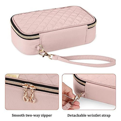 YARWO Diabetiker-Reiseetui für Blutzuckermessgerät, Teststreifen, Insulinspritzen, Aufbewahrungstasche für Diabeteszubehör mit 2 abnehmbaren und 1 zusammenklappbaren Taschen, Staubrosa (nur Tasche)