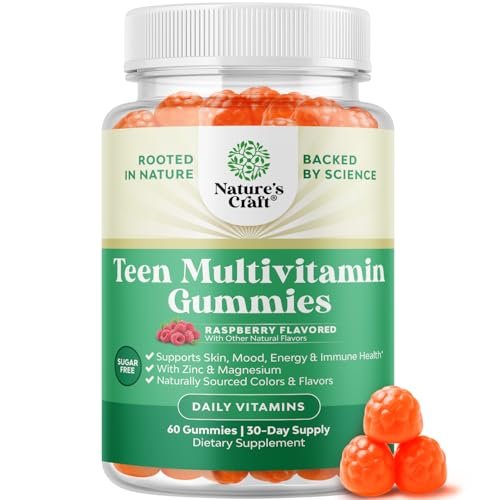 Teen Multivitamin Gummis 12-17 – Gummivitamine für Teenager für bessere Haut, Immunstärke, Stimmung & Energie – Nahrungsergänzung für Mädchen & Jungen mit Zink, Magnesium, Vitamin A, C, D & E – 60 Stück
