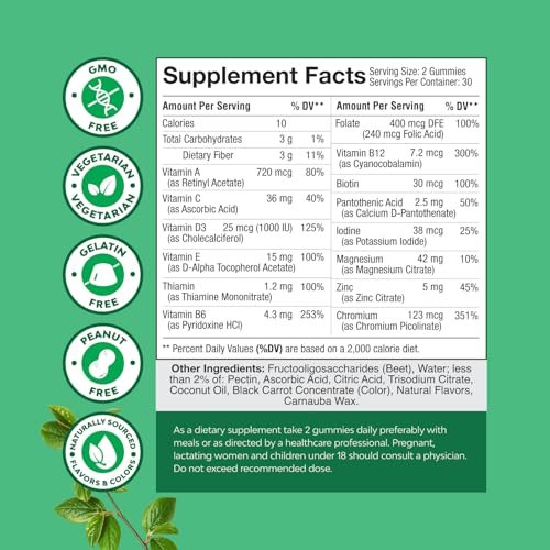 Teen Multivitamin Gummis 12-17 – Gummivitamine für Teenager für bessere Haut, Immunstärke, Stimmung & Energie – Nahrungsergänzung für Mädchen & Jungen mit Zink, Magnesium, Vitamin A, C, D & E – 60 Stück