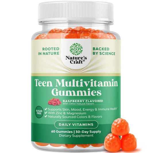 Teen Multivitamin Gummis 12-17 – Gummivitamine für Teenager für bessere Haut, Immunstärke, Stimmung & Energie – Nahrungsergänzung für Mädchen & Jungen mit Zink, Magnesium, Vitamin A, C, D & E – 60 Stück