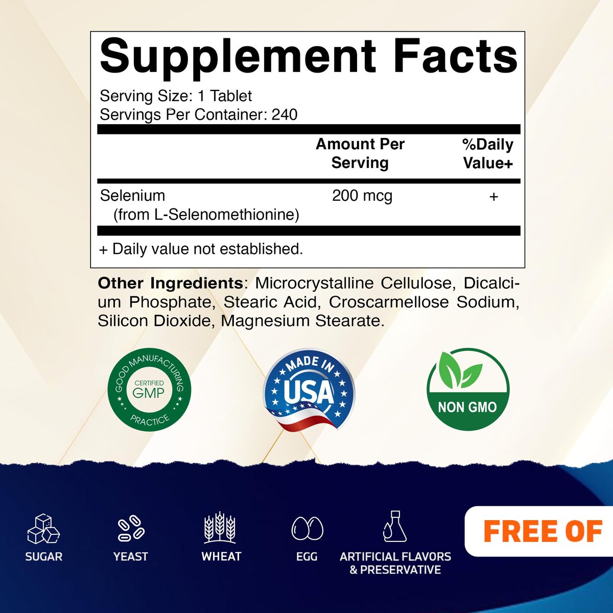 Vitamatic Hefefreies Selen 200 mcg als Selenomethionin – Essenzielles Spurenelement mit verbesserter Aufnahme, 240 Tabletten