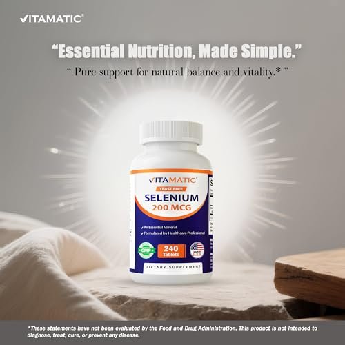 Vitamatic Hefefreies Selen 200 mcg als Selenomethionin – Essenzielles Spurenelement mit verbesserter Aufnahme, 240 Tabletten