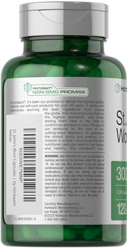 Horbäach Johanniskraut Kapseln 300 mg | 120 Stück | Non-GMO, Glutenfrei | Kräuterextrakt
