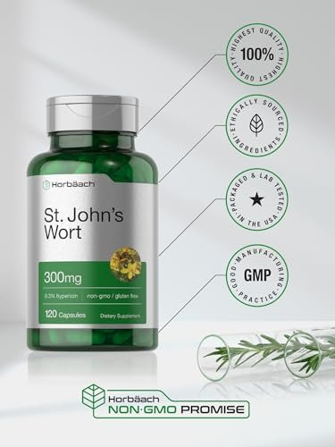 Horbäach Johanniskraut Kapseln 300 mg | 120 Stück | Non-GMO, Glutenfrei | Kräuterextrakt