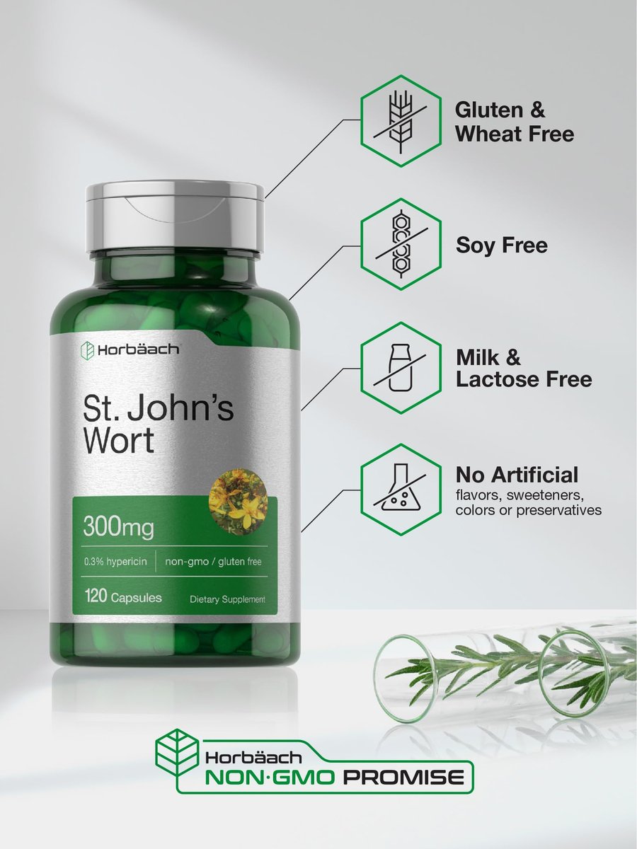 Horbäach Johanniskraut Kapseln 300 mg | 120 Stück | Non-GMO, Glutenfrei | Kräuterextrakt