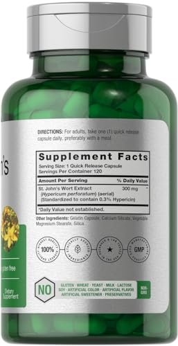 Horbäach Johanniskraut Kapseln 300 mg | 120 Stück | Non-GMO, Glutenfrei | Kräuterextrakt