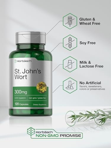 Horbäach Johanniskraut Kapseln 300 mg | 120 Stück | Non-GMO, Glutenfrei | Kräuterextrakt