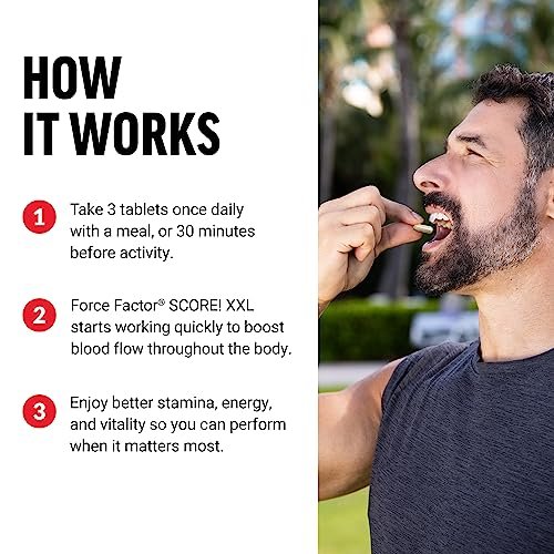 Force Factor Score! XXL Stickstoffmonoxid-Booster für Männer mit L-Citrullin, Bockshornklee, Schwarzer Maca & Tribulus Terrestris – 60 Tabletten
