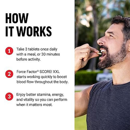 Force Factor Score! XXL Stickstoffmonoxid-Booster für Männer mit L-Citrullin, Bockshornklee, Schwarzer Maca & Tribulus Terrestris – 60 Tabletten