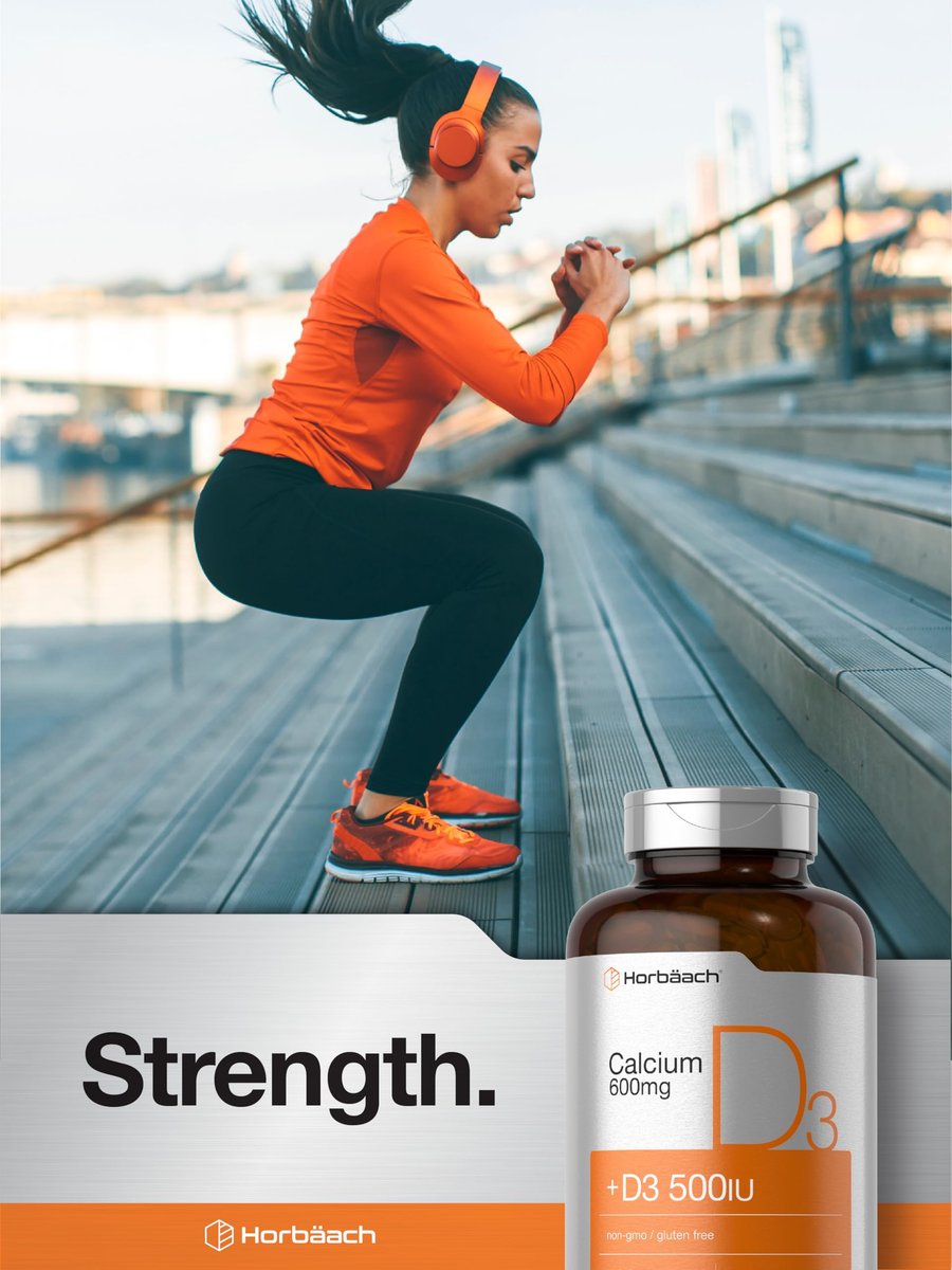 Horbäach Calcium mit Vitamin D3 | 600 mg | 120 Softgels | Non-GMO & Glutenfrei | für Männer und Frauen