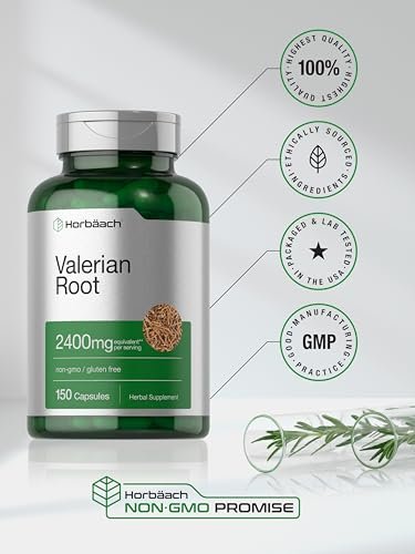 Horbäach Baldrianwurzel Kapseln | 150 Stück | Extrakt Nahrungsergänzungsmittel | Nicht-GVO, Glutenfrei