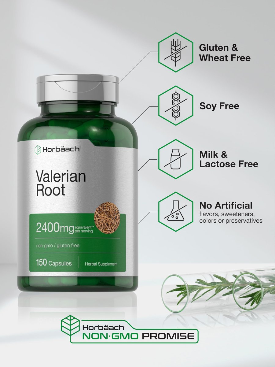 Horbäach Baldrianwurzel Kapseln | 150 Stück | Extrakt Nahrungsergänzungsmittel | Nicht-GVO, Glutenfrei