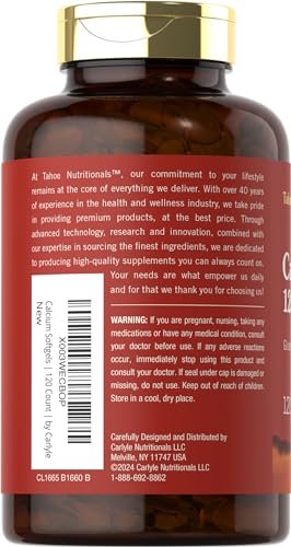 Carlyle Calcium 1200 mg mit Vitamin D3 | 120 Softgels | Nahrungsergänzungsmittel für Männer und Frauen | Nicht-GVO & Glutenfrei