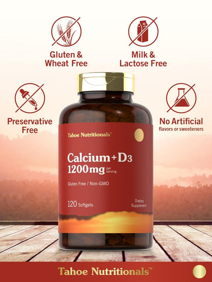 Carlyle Calcium 1200 mg mit Vitamin D3 | 120 Softgels | Nahrungsergänzungsmittel für Männer und Frauen | Nicht-GVO & Glutenfrei