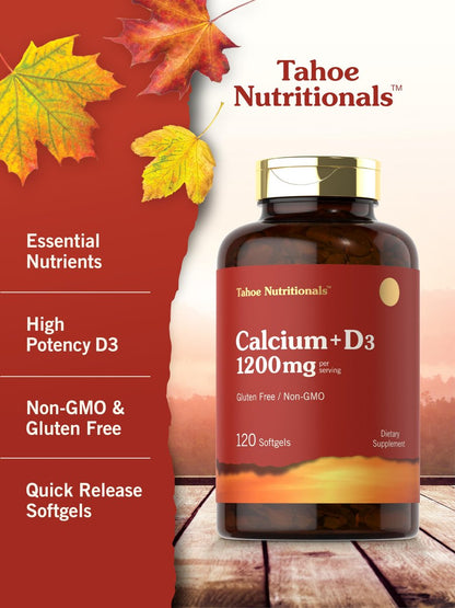 Carlyle Calcium 1200 mg mit Vitamin D3 | 120 Softgels | Nahrungsergänzungsmittel für Männer und Frauen | Nicht-GVO & Glutenfrei