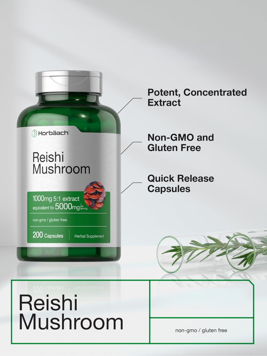 Horbäach Reishi Pilz Kapseln | 200 Stück | Nicht-GVO & Glutenfrei | Nahrungsergänzungsmittel