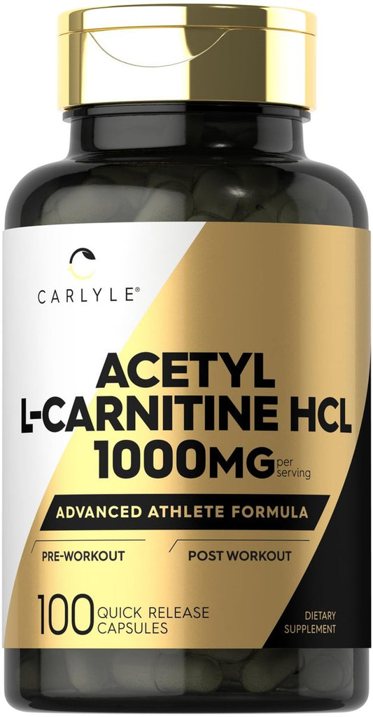 Carlyle Acetyl-L-Carnitin HCL | 1000 mg | 100 Kapseln | Fortschrittliche Athleten-Formel | Pre-Workout Ergänzung | Nicht-GVO & Glutenfrei