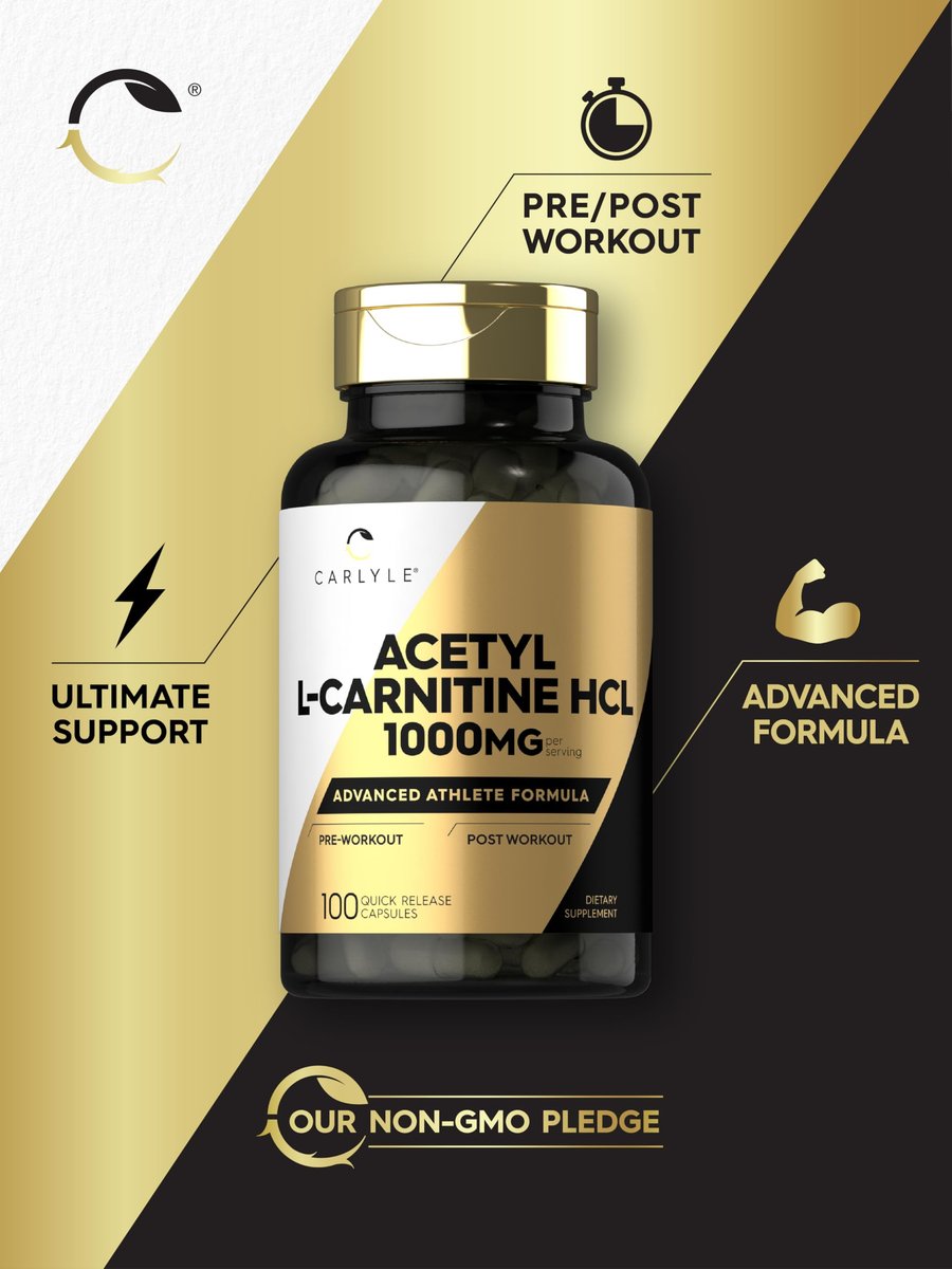 Carlyle Acetyl-L-Carnitin HCL | 1000 mg | 100 Kapseln | Fortschrittliche Athleten-Formel | Pre-Workout Ergänzung | Nicht-GVO & Glutenfrei