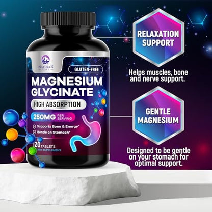 Magnesiumglycinat Kapseln - 100% cheliert & gereinigt - für Ruhe, Schlafunterstützung, Herzgesundheit, Muskeln & Knochenstärke - Beste Absorption - Hergestellt in USA - 120 Tabletten