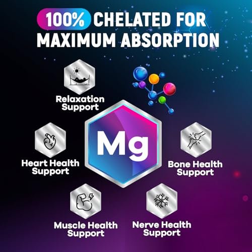 Magnesiumglycinat Kapseln - 100% cheliert & gereinigt - für Ruhe, Schlafunterstützung, Herzgesundheit, Muskeln & Knochenstärke - Beste Absorption - Hergestellt in USA - 120 Tabletten