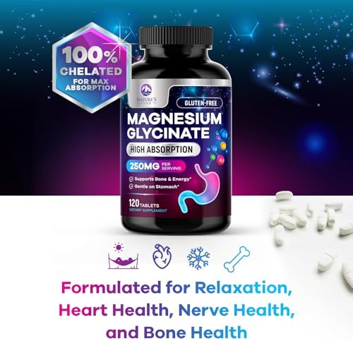 Magnesiumglycinat Kapseln - 100% cheliert & gereinigt - für Ruhe, Schlafunterstützung, Herzgesundheit, Muskeln & Knochenstärke - Beste Absorption - Hergestellt in USA - 120 Tabletten