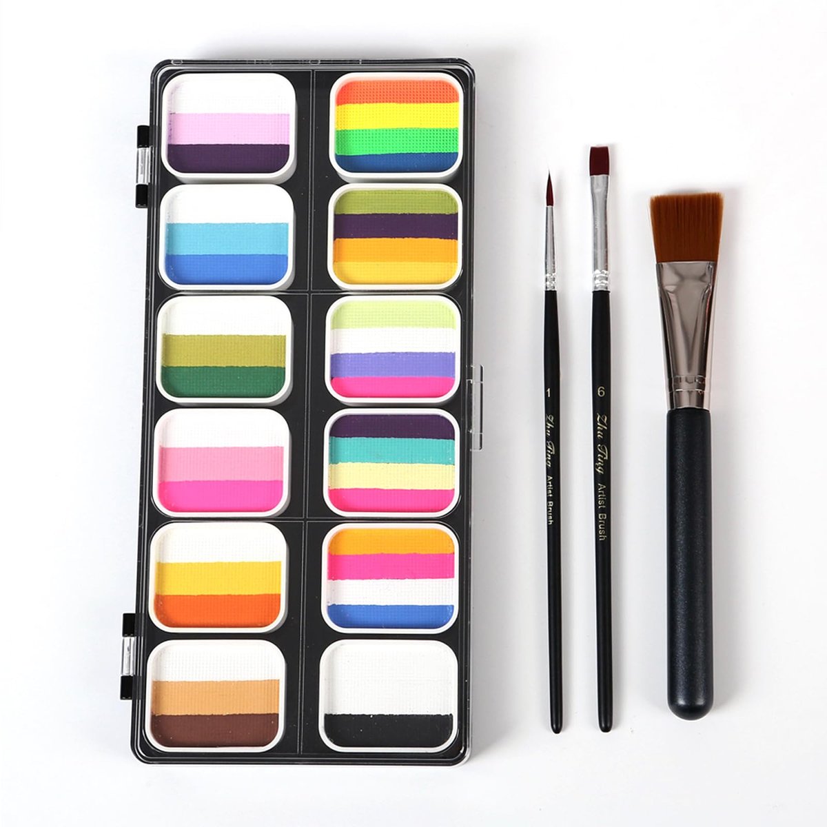 Vtrem Gesichtsfarben-Set für Erwachsene: 35 Farben Ölpalette + 3 Pinsel – Waschbare Gesichtsbemalung für Cosplay, Clown-Make-up und Maskerade